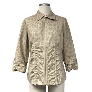 Chicos Womens Size 0 Leopard Print Zip Front Jacket